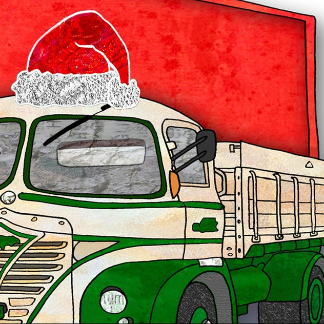 Personalised Lorry Truck Christmas A5 Card, Retro Truckers Enthusiasts, Xmas Gift Card