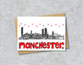 Manchester Skyline, Manchester Bee, Black, White and Red A6 Card