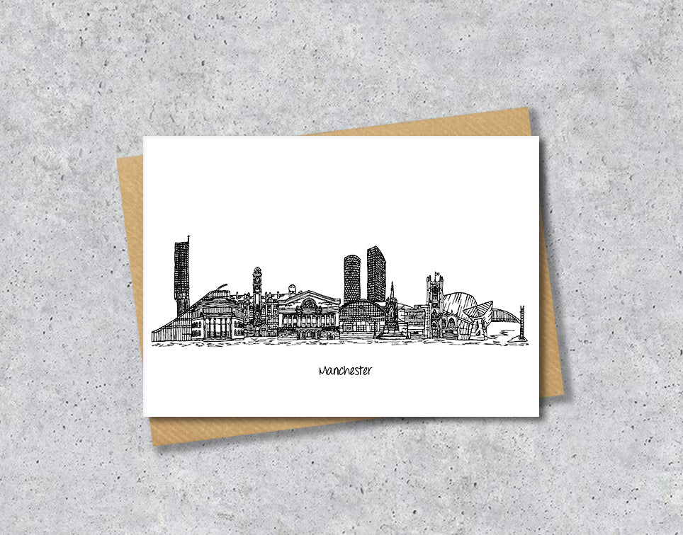 Manchester Graduation Card, Personalised A6 Black and White Housewarming Card