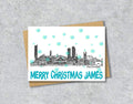 Manchester Skyline Christmas Card, A5 Personalised Xmas Family Card