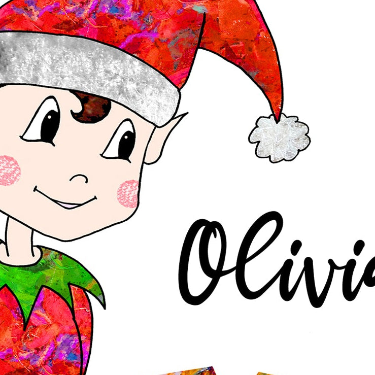 Elf Christmas Card, A5 Personalised Greeting Card