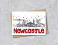 Newcastle Skyline, Black, White and Red A6 Card