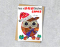 Owl Christmas Card, A5 Personalised Greeting Card