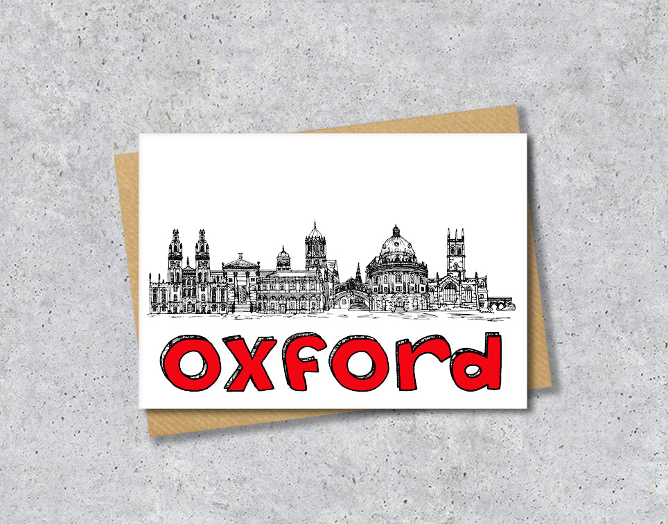 Oxford Skyline, Black, White and Red A6 Card