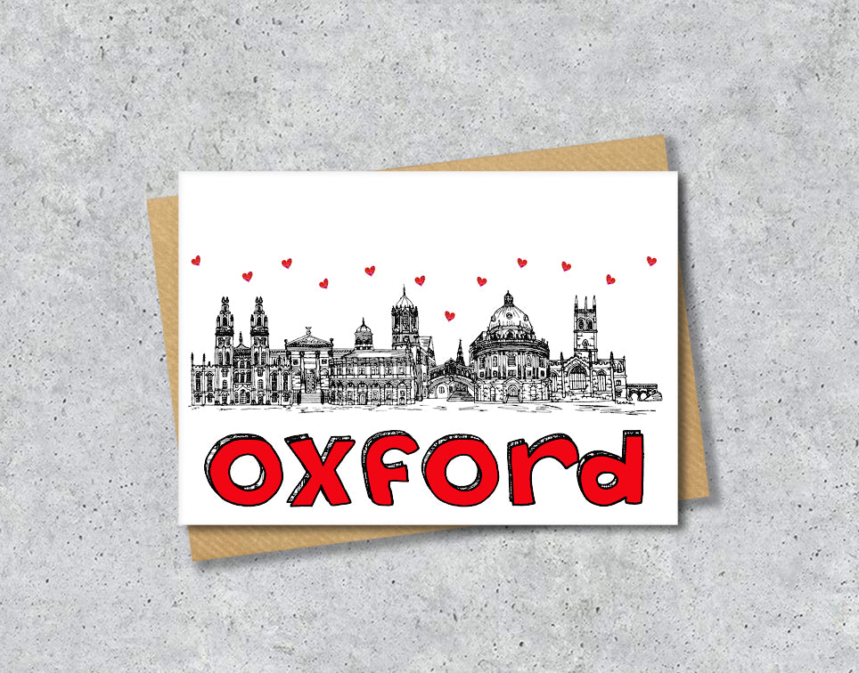 Oxford Skyline, Black, White and Red A6 Card