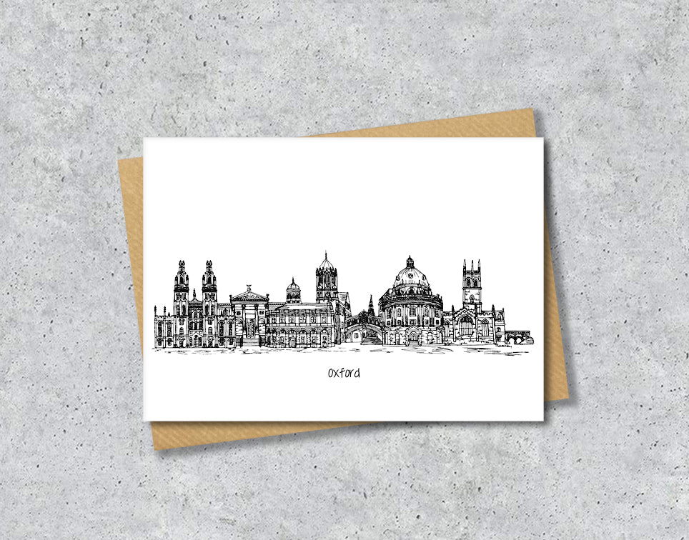 Oxford Graduation Card, Personalised A6 Black and White Housewarming Card