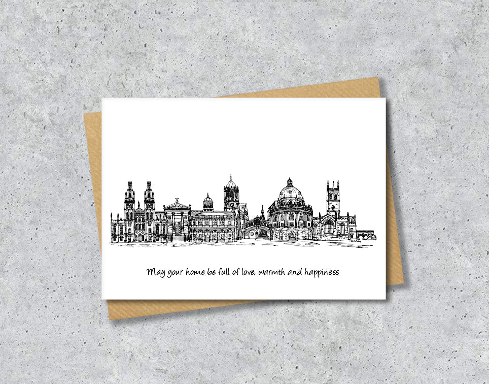 Oxford Graduation Card, Personalised A6 Black and White Housewarming Card