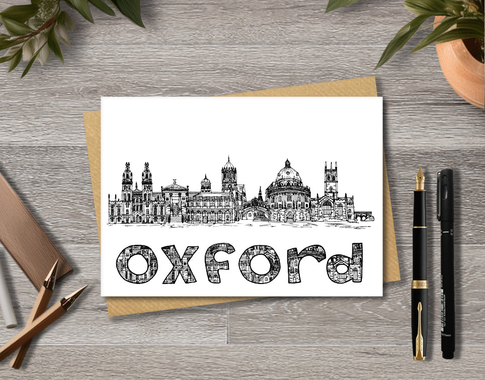 Oxford Skyline, Black and White A6 Card