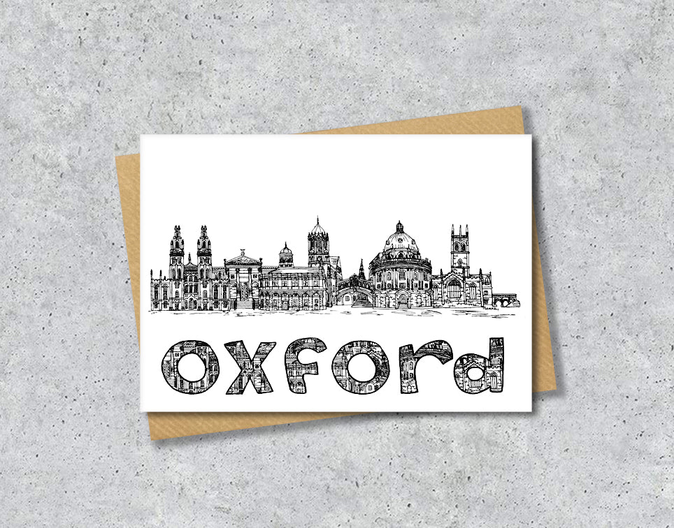 Oxford Skyline, Black and White A6 Card