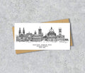 Oxford Skyline Graduation or Housewarming Card, Personalised, Oxford landmarks, Black White, Red Hearts