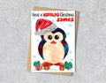 Penguin Christmas Card, A5 Personalised Greeting Card