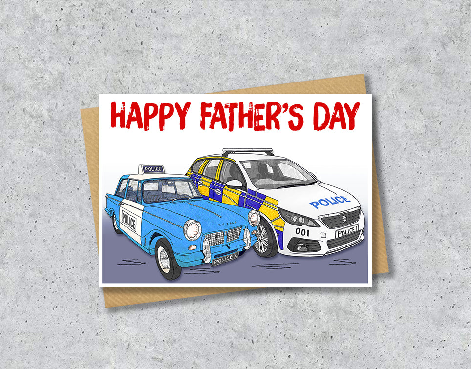 Personalised Police Car Birthday A5 Card, Congratulations, Father's Day, Good Luck