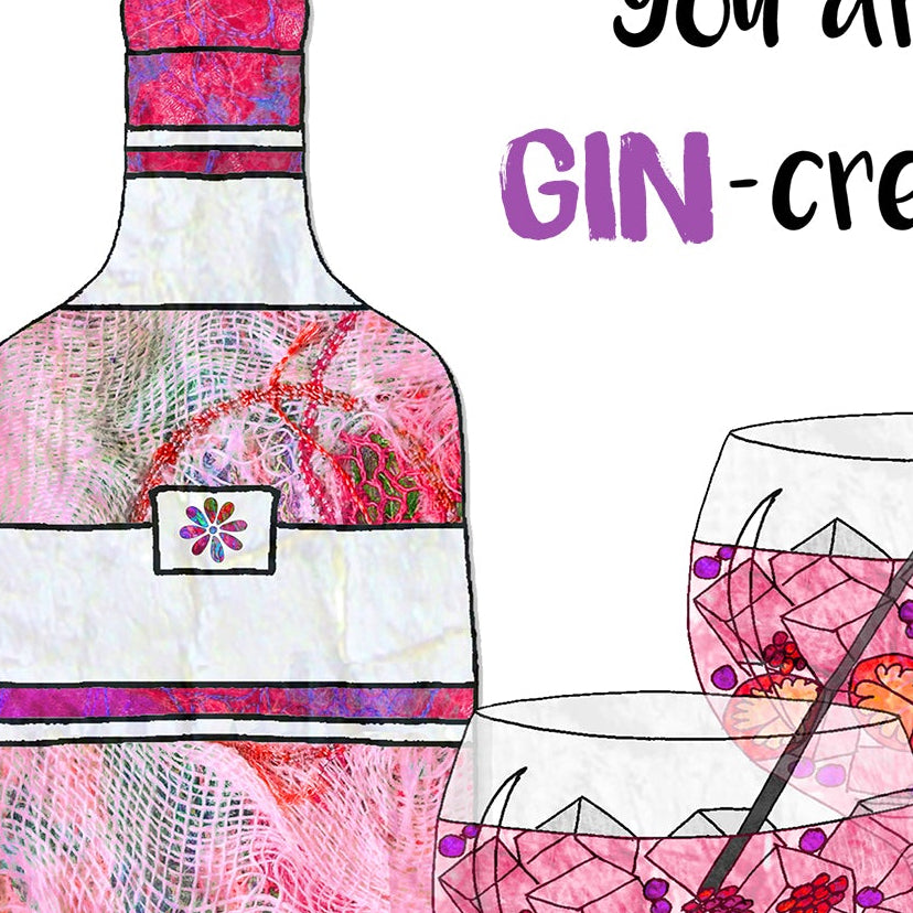 A5 Pink Gin Birthday Personalised Card, Mother's Day Card, Let The Party Be-Gin, Gin-Credible