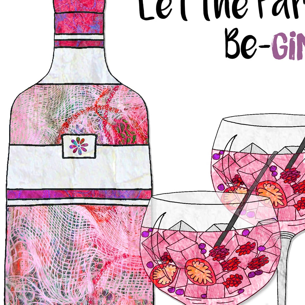 A5 Pink Gin Birthday Personalised Card, Mother's Day Card, Let The Party Be-Gin, Gin-Credible