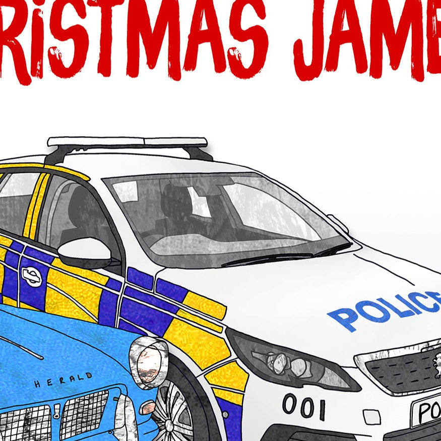 Personalised Police Car Birthday A5 Card, Congratulations, Father's Day, Good Luck