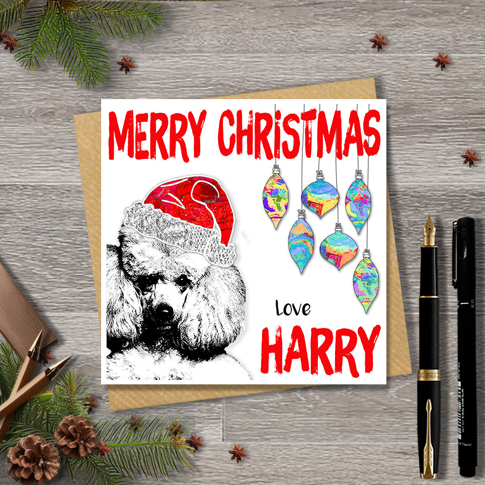 Poodle Christmas Card, Personalised, Dog Mum, Dog Dad, Love from the Dog