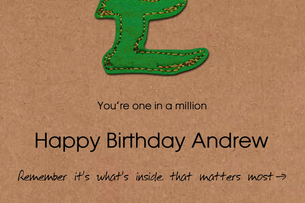 Personalised Birthday Money Card,  Embroidered Pound Sign, Minimalist Design, Kraft Eco Friendly Gift Card