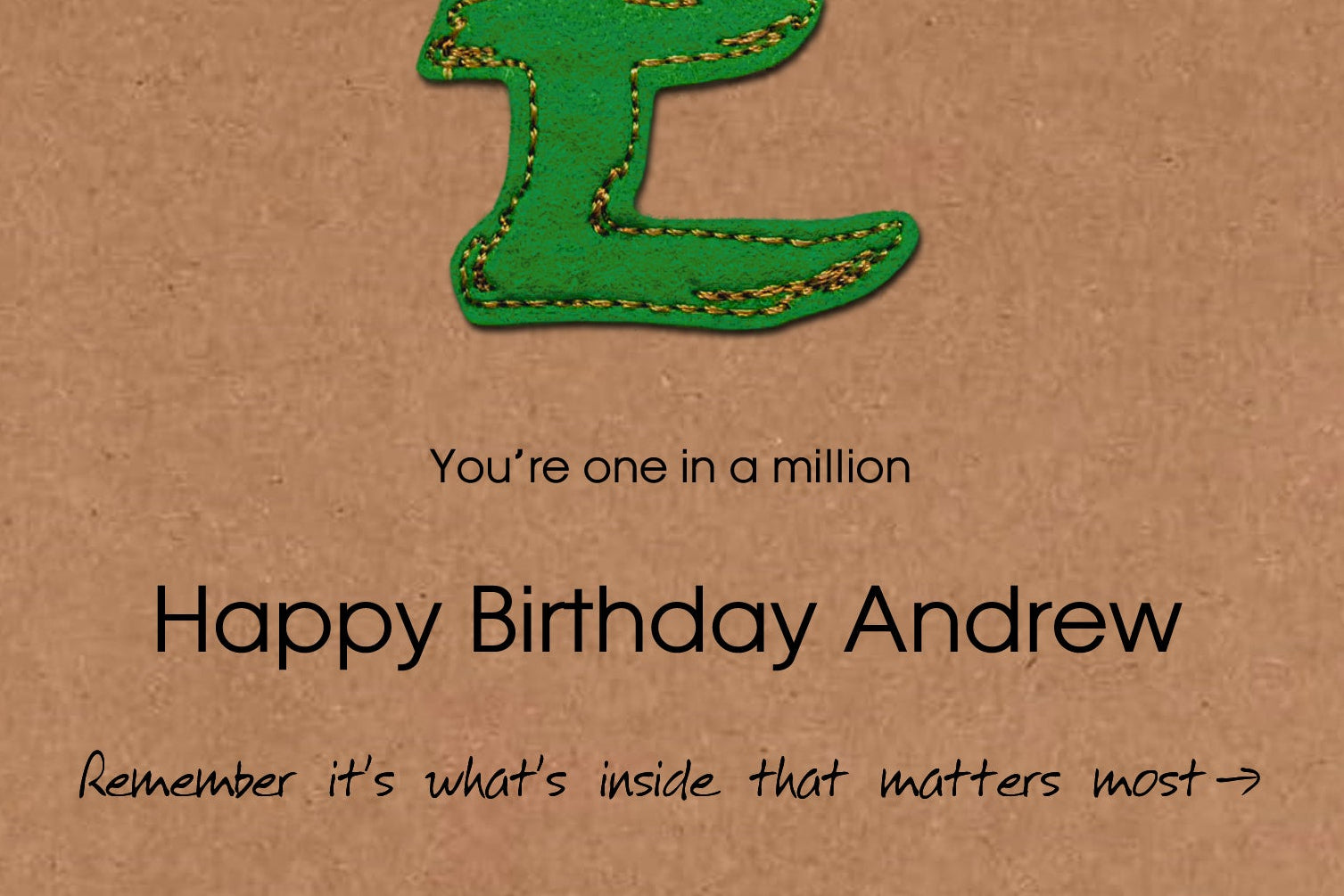 Personalised Birthday Money Card,  Embroidered Pound Sign, Minimalist Design, Kraft Eco Friendly Gift Card