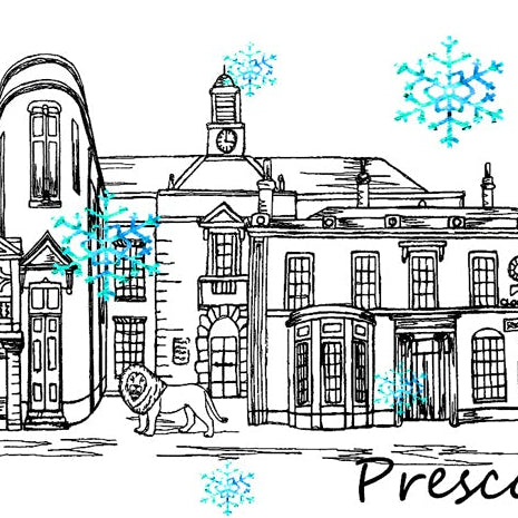 Prescot Skyline Christmas Card, A5 Personalised Xmas Family Card