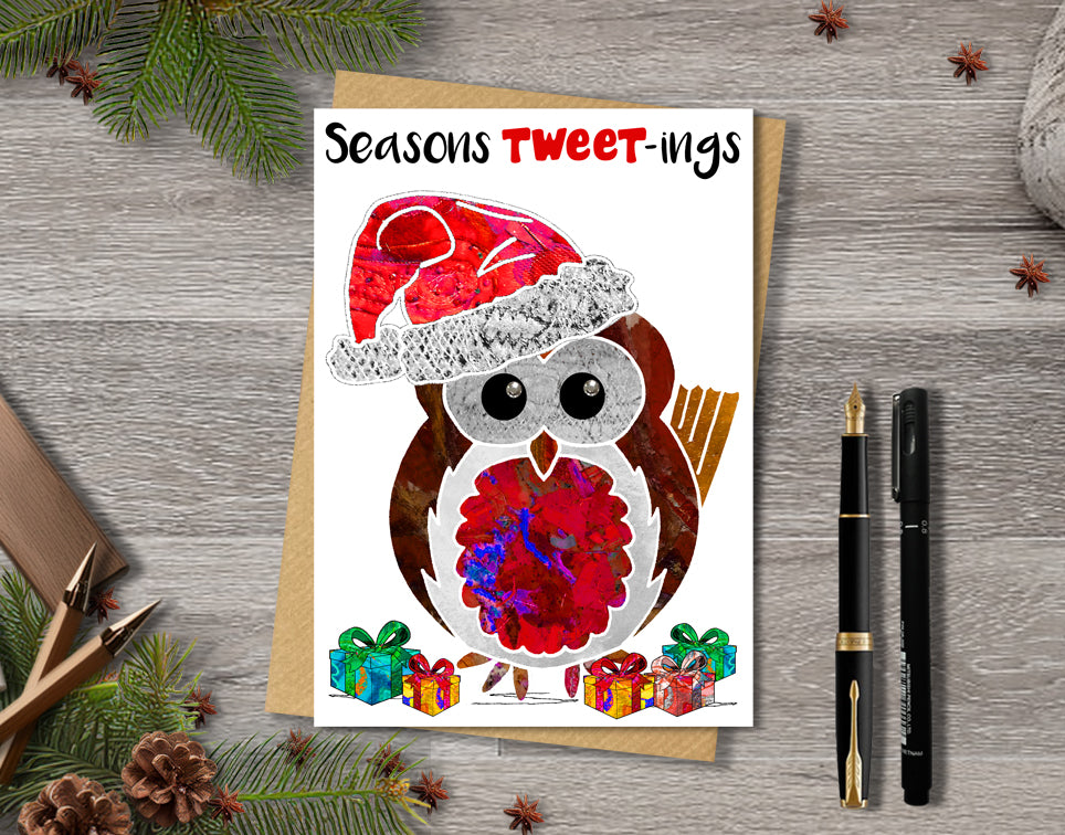 Robin Christmas Card, A5 Personalised Greeting Card