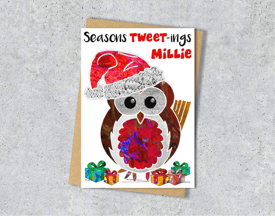 Robin Christmas Card, A5 Personalised Greeting Card