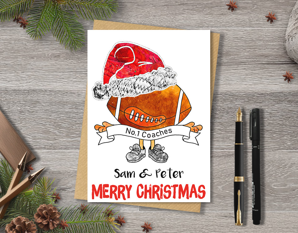 Personalised Rugby League Union Christmas A5 Card, Xmas Gift Card