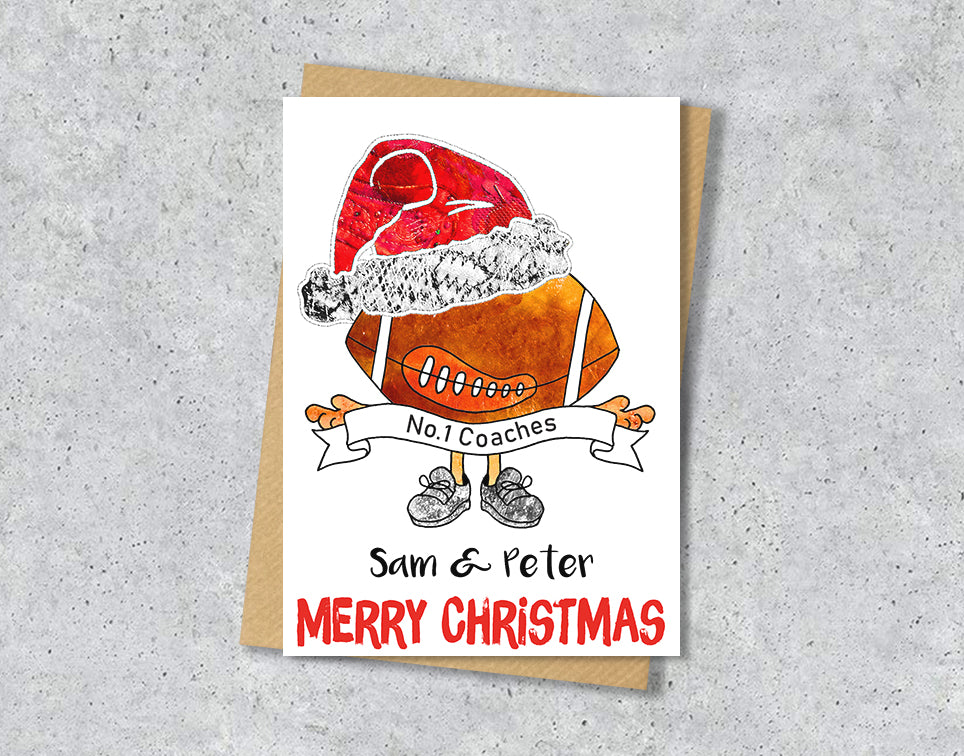 Personalised Rugby League Union Christmas A5 Card, Xmas Gift Card