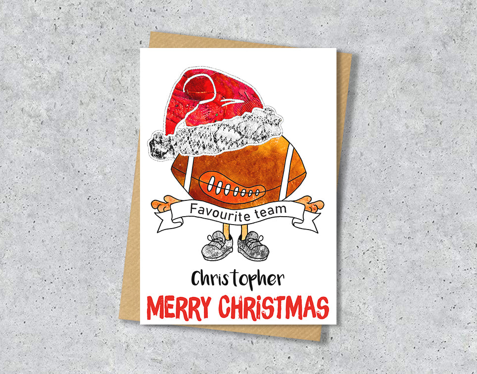 Personalised Rugby League Union Christmas A5 Card, Xmas Gift Card
