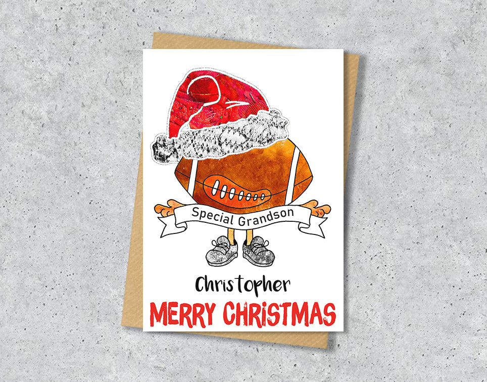 Personalised Rugby League Union Christmas A5 Card, Xmas Gift Card