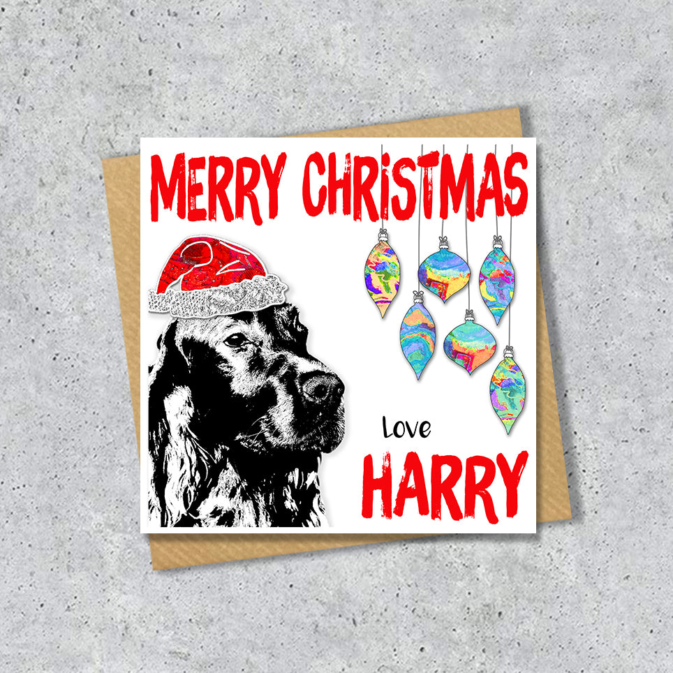 Irish Red Setter Christmas Card, Personalised, Dog Mum, Dog Dad, Love from the Dog