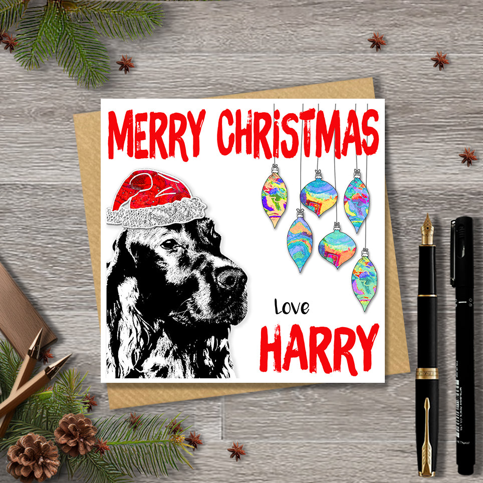 Irish Red Setter Christmas Card, Personalised, Dog Mum, Dog Dad, Love from the Dog