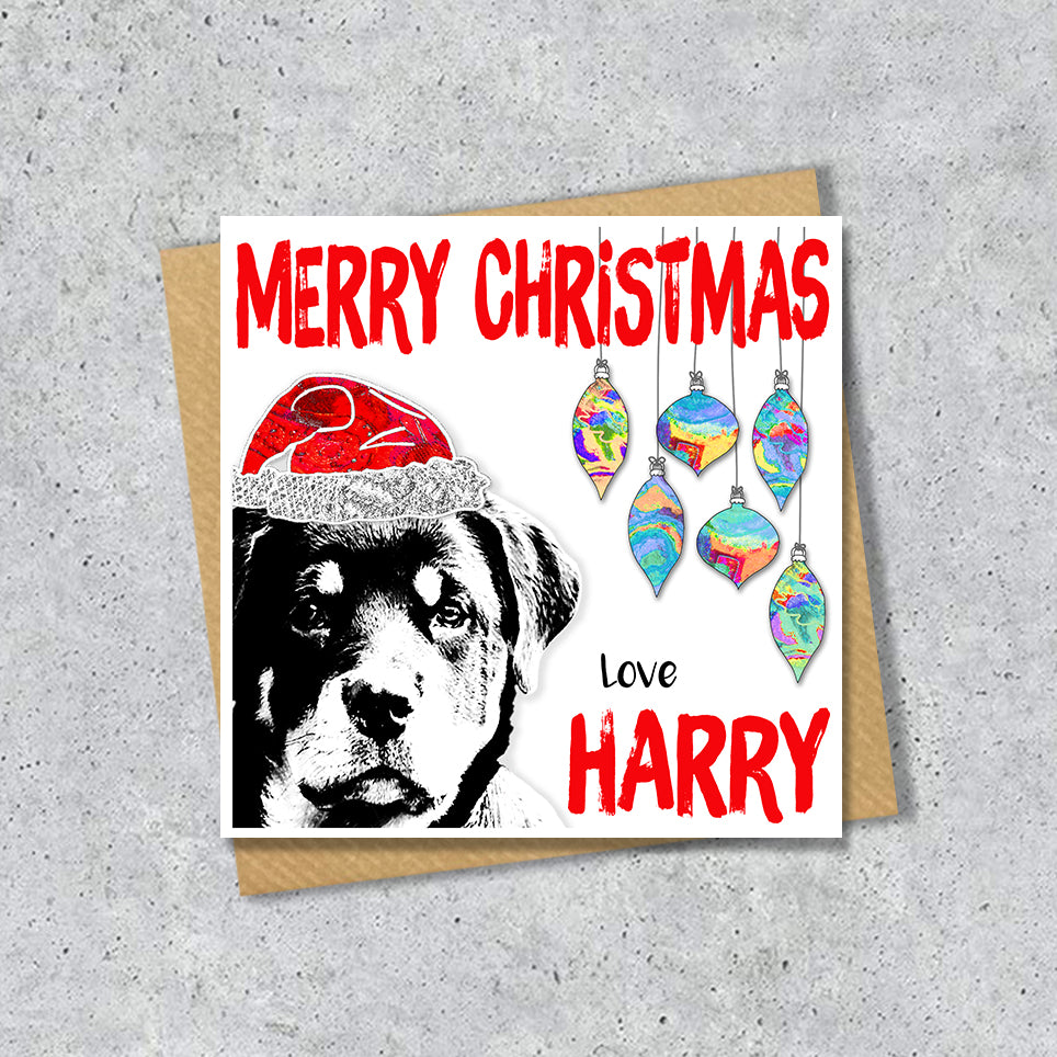 Rottweiler Christmas Card, Personalised, Dog Mum, Dog Dad, Love from the Dog