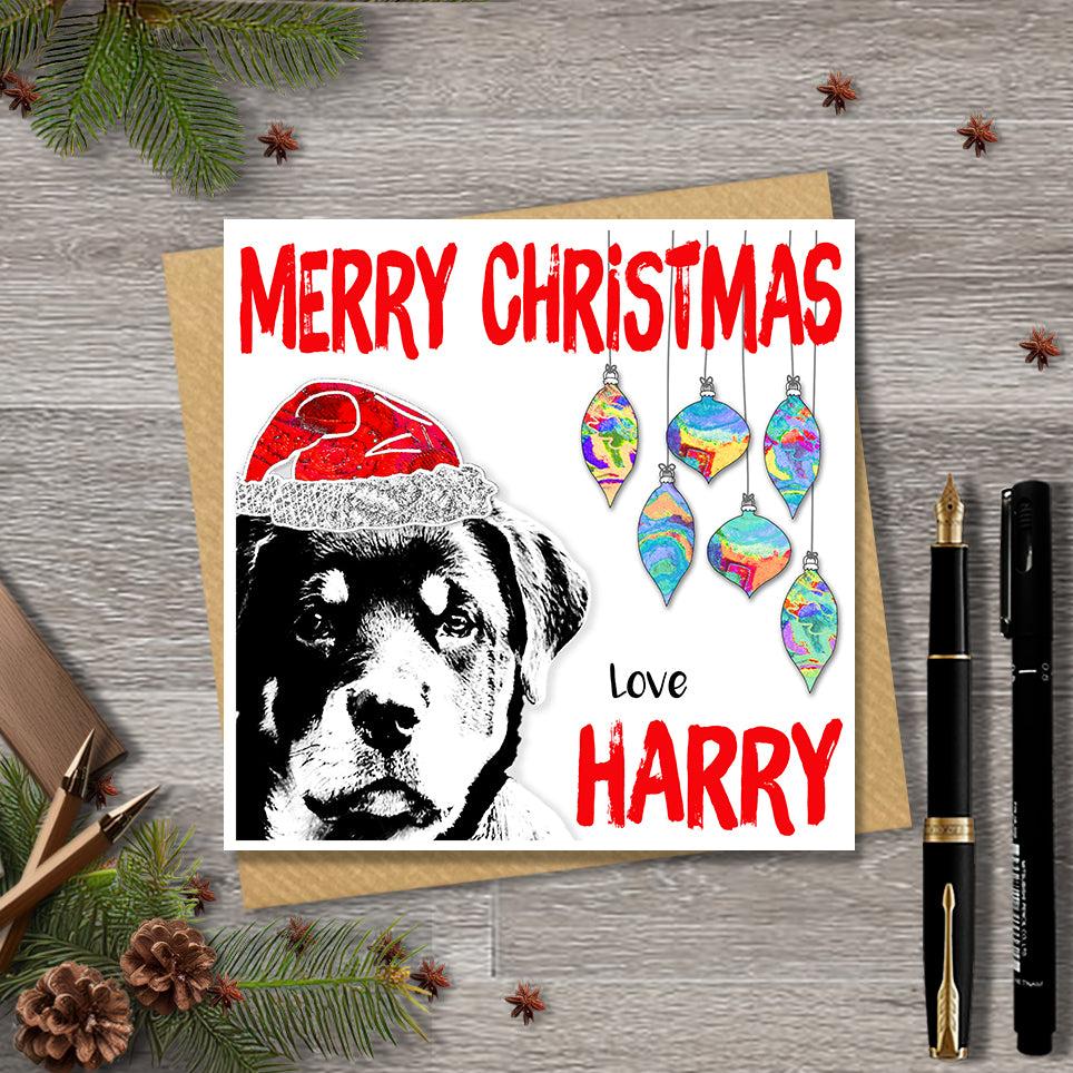 Rottweiler Christmas Card, Personalised, Dog Mum, Dog Dad, Love from the Dog