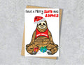Sloth Christmas Card, A5 Personalised Greeting Card