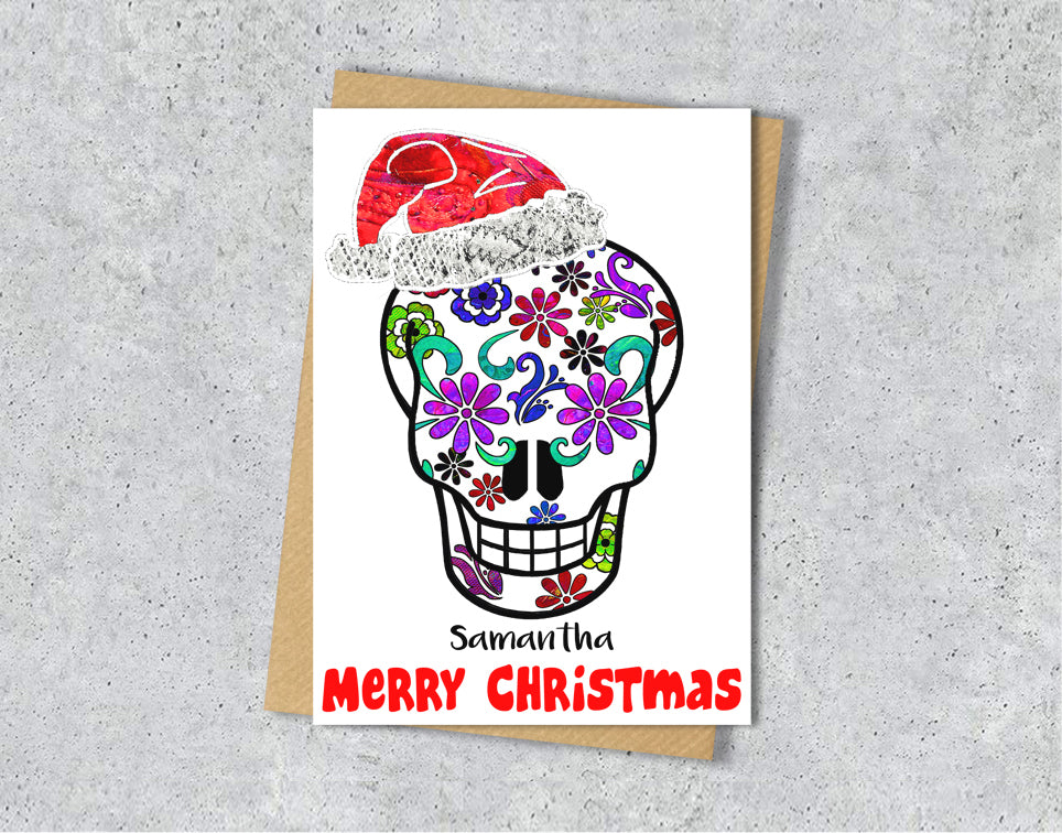 Skull Christmas Card, A5 Personalised Greeting Card