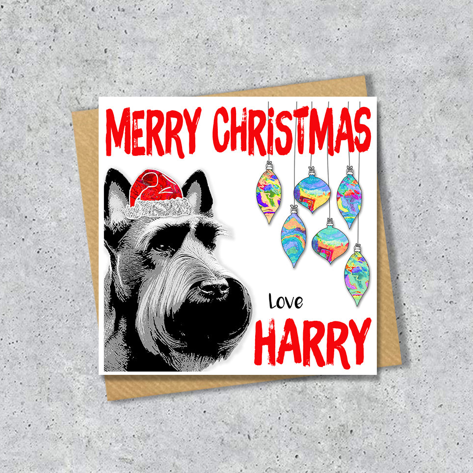 Scottish Terrier Christmas Card, Personalised, Dog Mum, Dog Dad, Love from the Dog
