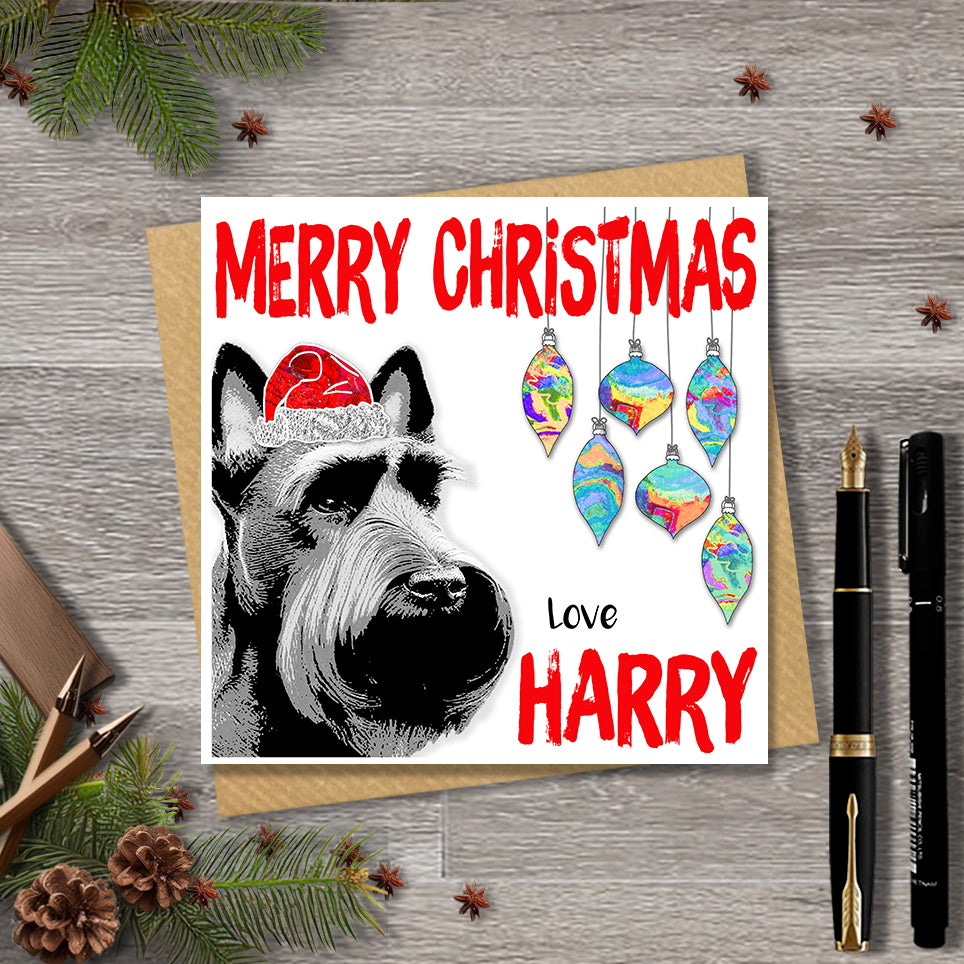 Scottish Terrier Christmas Card, Personalised, Dog Mum, Dog Dad, Love from the Dog