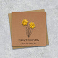 Kraft St David's day card with a embroidered daffodils design and text