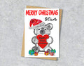 Baby Teddy First Christmas Card, A5 Personalised Greeting Card