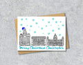 Everton Three Graces Christmas Card, Blue Hat, A5 Personalised Gift Card