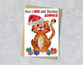 Tiger Christmas Card, A5 Personalised Greeting Card