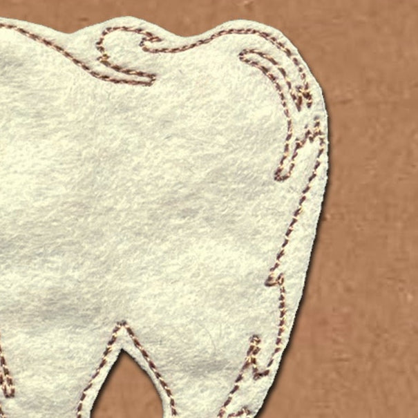 Personalised Get Well Dental Surgery Card, Embroidered Tooth, Minimalist Design, Kraft Eco Friendly Gift Card