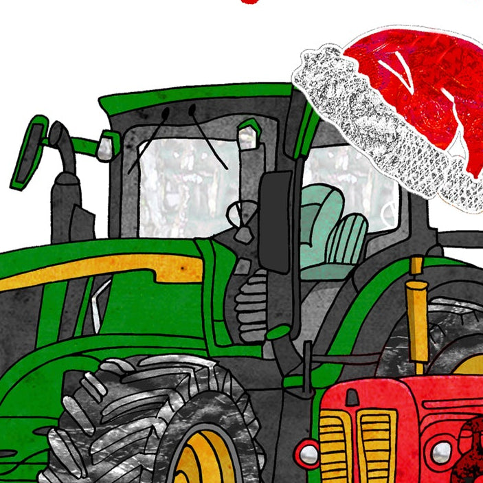 Personalised Tractor Christmas A5 Card, Retro Tractor Enthusiast Farmer Xmas Card