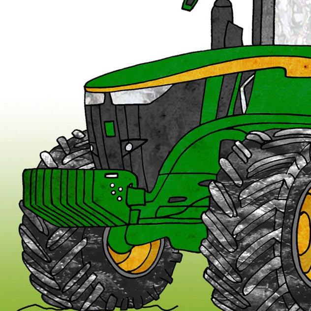 Personalised Tractor Christmas A5 Card, Retro Tractor Enthusiast Farmer Xmas Card