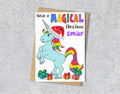 Unicorn Christmas Card, A5 Personalised Greeting Card