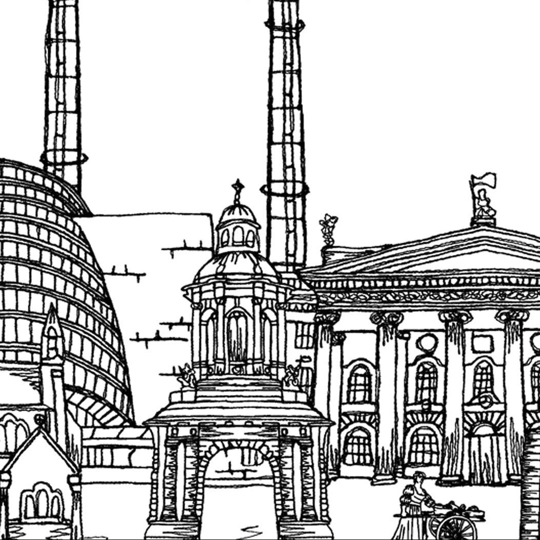 Dublin Skyline, Black and White A6 Card