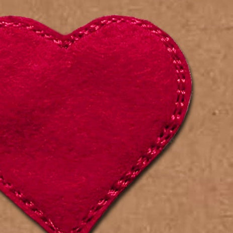 Valentine's Day Card, Embroidered Heart, Minimalist Design, Kraft Eco Friendly Gift Card
