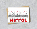 Wirral Skyline, Black, White and Red A6 Card