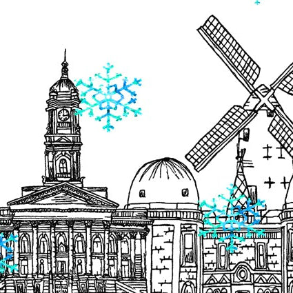 Wirral Skyline Christmas Card, A5 Personalised Xmas Family Card