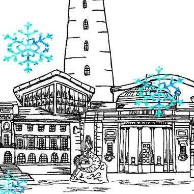 Wirral Skyline Christmas Card, A5 Personalised Xmas Family Card